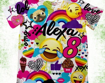 Personalized Emoji T-Shirt, Birthday Emoji Shirt, With or Without Birthday number, Custom Emoji birthday T-shirt, Birthday Shirts