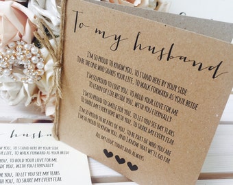 Vintage/Rustic 'To My Husband' Wedding Day Poem Card-show him how special he is!