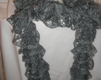 Handmade Knit Ruffle Scarf appr 4 x 72