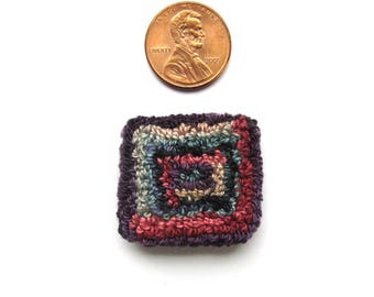 Embroidered Brooch - Punch Needle Embroidery - Handmade Brooch - Wearable Fiber Art - OOAK Textile Jewelry Pin - Valdani Hand-Dyed Yarns