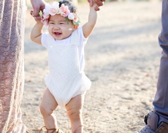 Boho Cream Lace Baby Girl Playsuit Romper Bodysuit