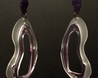 Perspex Clear and Misty, Pink and Purple Geometric Earrings