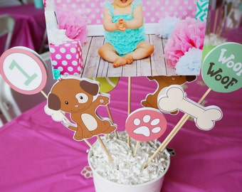 DIY Puppy Party Centerpieces // Instant Download // DIGITAL // Centerpiece Supplies // Puppy Birthday // Puppy Party // Party Decorations