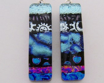 Dichroic glass dangle earrings