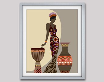 African Woman Art, Afrocentric Art, African Wall Art, Afrocentric Art, Afrocentric Decor, African American Art