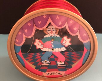 Ikecho, Music Box, 1980s, dancing clown, Dancing clown, Vintage, 70s, 80s, the entertainer, musical boxing, dancing clown Music Box
