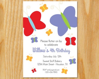 Butterfly Invitation- Butterfly Party Invitation- Butterfly Invitation- Butterfly Invite- Butterflies Invitation