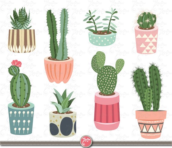Cactus clip art CACTUS CLIPART pack Succulent Cactus clip art CACTUS CLIPART pack Succulent