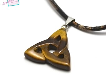1 pendant Tiger eye "field" 33 x 33 x 5 mm, natural stone