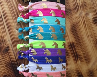 Unicorn Hair Ties | Fold Over Elastic Ties | Unicorn Favors | Leggings Hair Ties | Pony tail holders | Thank you gift | Bulk Hair Ties