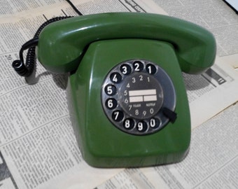 Vintage Green Rotary Phone Green Telephone Black Dial Vintage Phone