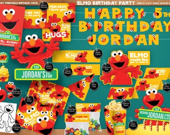 Sesame Street Elmo - Personalized Printable Birthday Party Pack - DIY - including Invitation, streamer, yard sign, party hat and much more