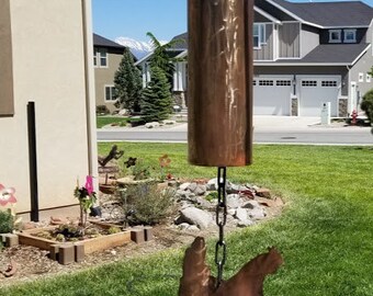 Copper chicken bell,farm,animals,yard art,garden art,recycled metal,