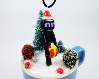 Holiday Enderman Ornament - Minecraft Decoration - Polymer Clay Ornament - Christmas Ornament - Keepsake Ornament