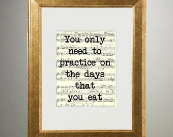 You Only Need to Practice | 505 | Gold Foil Art Print | Vintage Sheet Music Wall Art | Antique Sheet Music