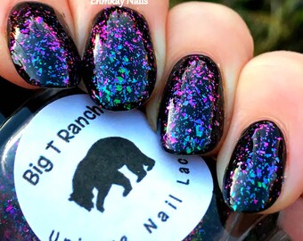 Multichrome Flakie Topcoat - Icelandic Glacier - Multi-Color Shifting Polish:Custom-Blended Glitter Nail Polish/Indie Lacquer