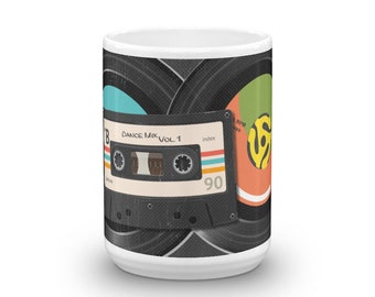Retro Mix Tape and 45s Mug