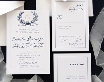 leilani taupe calligraphy wedding invitation sets invitation