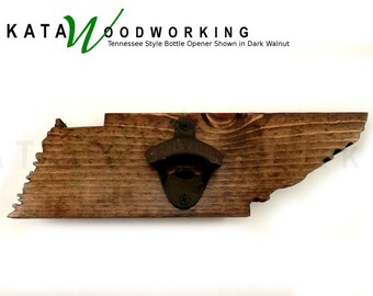 Tennessee shaped Wood Cut-out Bottle Opener - Wall Mount - Handmade!