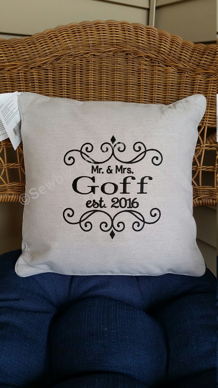 Personalized Wedding Pillow Embroidered Pillow wedding gift