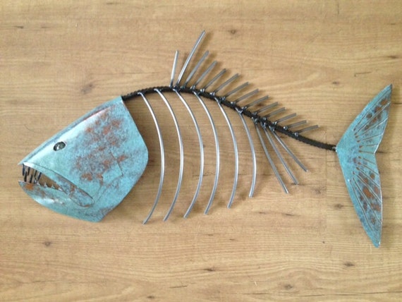 Fish Sculpture 24in long Tropical Coastal Beach Metal Wall Art Fish