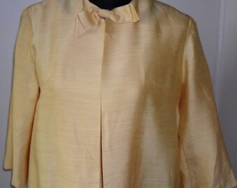 1960s vintage Jackie O style two piece gold wiggle dress and coat