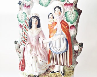 Antique Staffordshire Figurine Victorian Figurine Large English Pottery