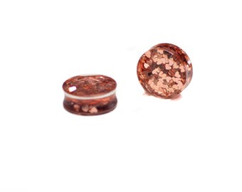 Rose Gold "Valentine" Plugs - 1" inch Flare - Handmade Resin Body Jewelry - Gauge Size 1" ONLY