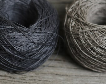 Charchoal gray linen yarn thread, knitting yarn, yarn for crochet, linen crochet, eco yarn, 3 ply yarn, knitting linen, hand knit yarn,