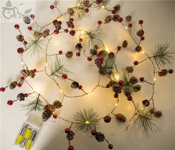 red berry christmas garland lights led copper fairy lights berry garland with lights