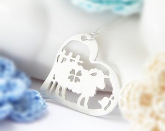 Sheep Necklace, Heart, Sterling Silver