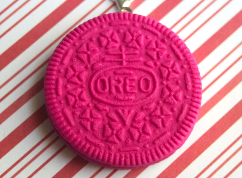 hot pink oreo charm kawaii polymer clay charms miniature food hot pink oreo charm kawaii polymer clay charms miniature food