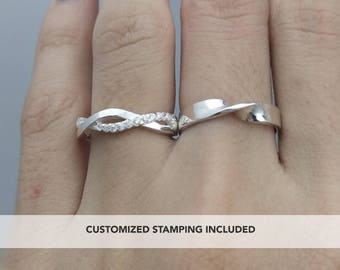 His and Her Promise Rings, Promise Ring, Wedding Ring Set, Promise Rings For Couples, Personalized, Couple Ring Set, Couple Rings, Engraved
