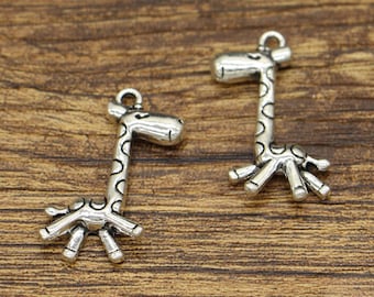 15pcs Giraffe Charms Animal Charms Antique Silver Tone 17x28mm CF2921