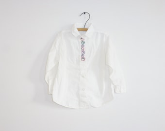 Vintage White Shirt with Clocks