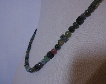 Indian Agate Necklace, Stone Necklace, Green Necklace.