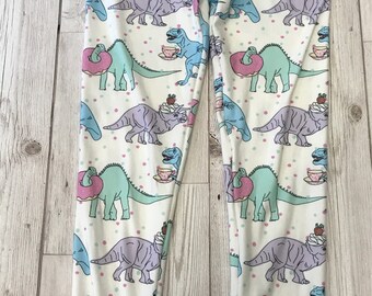Adult Handmade Leggings Dinosaurs & Cake