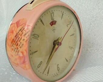 Vintage Alarm Clock, Shabby Chic Clock, Antique Alarm Clock, Retro Alarm Clock, French Desk Clock, Pink Desk Alarm Clock, Shabby Chic Decor