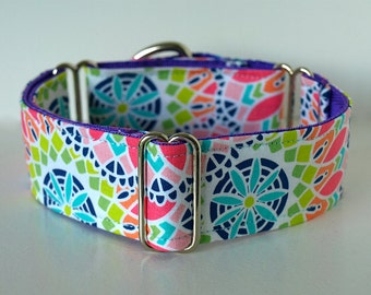 Martingale Dog Collar, Handmade In Ireland, kaleidoscope