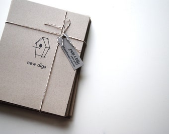 Change of Address Postcards (New Digs Style) - set of 40 - Moving announcement, Recycled postcards, New address, Kraft