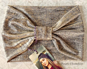 Gold Turban WRAPsody Head Wrap Headband Knit Headwrap Sweater Knit Boho New years Christmas Headwrap Gifts for Her