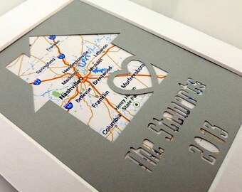 Personalized Home Map Matted Gift Personalized Home Map Matted Gift