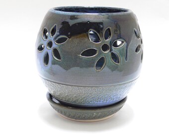 Blue Orchid Pot, Ceramic Orchid Pot, Handmade, Orchid Pot, Orchid Planter, SkierraAvisPottery