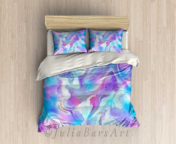Blue and Purple Duvet Cover Queen Comforter with Abstract