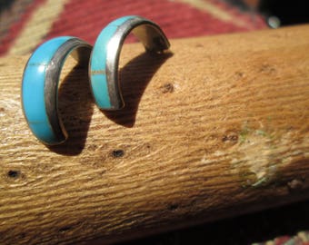 Zuni Style Turquoise Petit Point Post Earrings