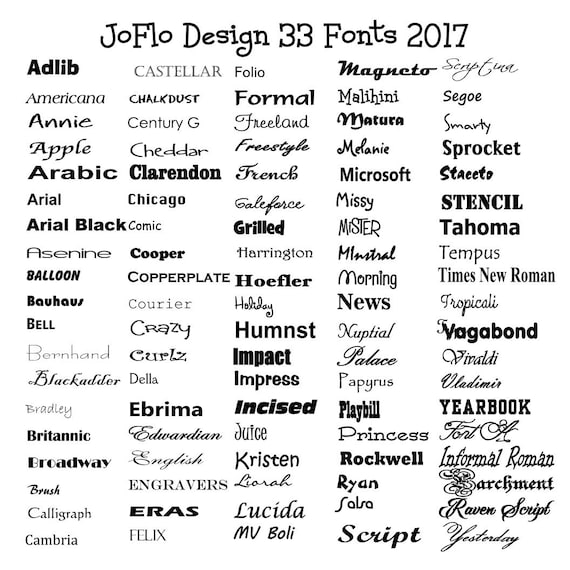 font names and examples