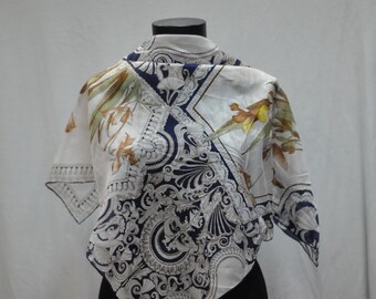 Vintage SILK scarf , flower pattern ....