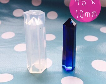 Hexagonal Crystal healing Point tube Mold Pendant 45mm x 10mm Resin Silicone Mould Jewellery Making