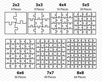 Puzzle Jigsaw Template svg, seven sizes SVG DXF PNG eps vinyl decal Cricut Design, Silhouette studio, Sure Cuts A Lot, instant download