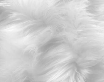 Eden WHITE 2 Inch Long Pile Soft Faux Fur Fabric by the Yard - 10005